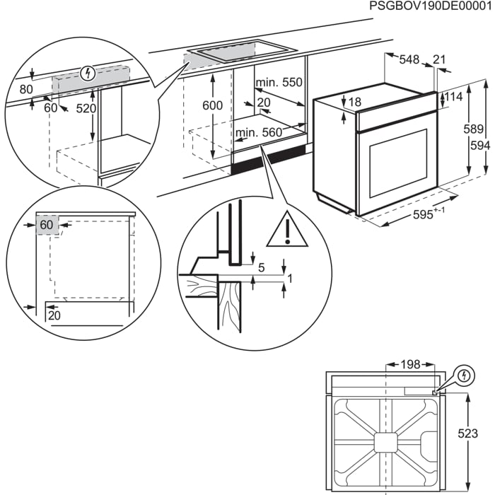 Installation Diagram with product measurements