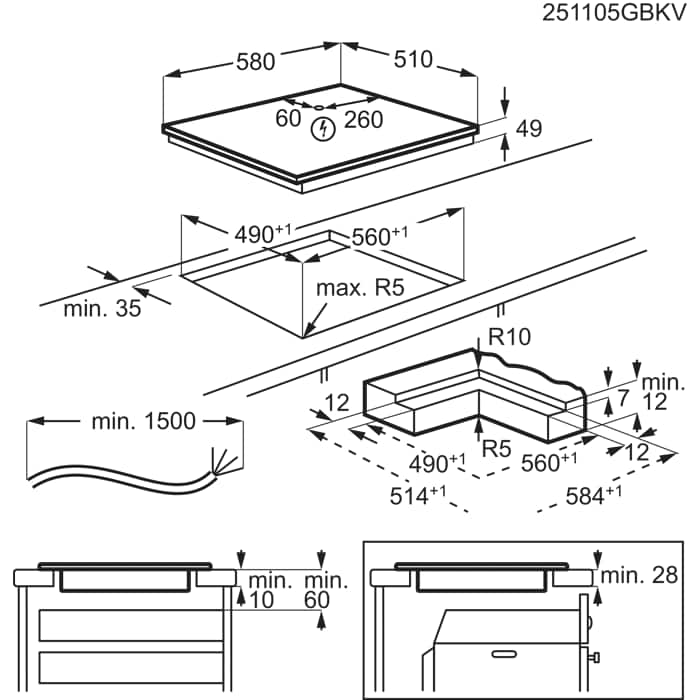 Installation Diagram with product measurements