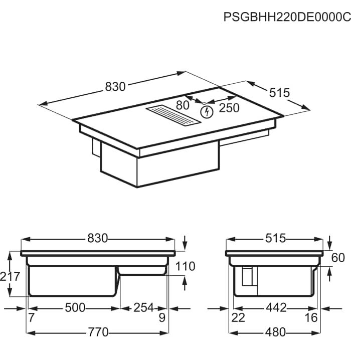 Installation Diagram with product measurements