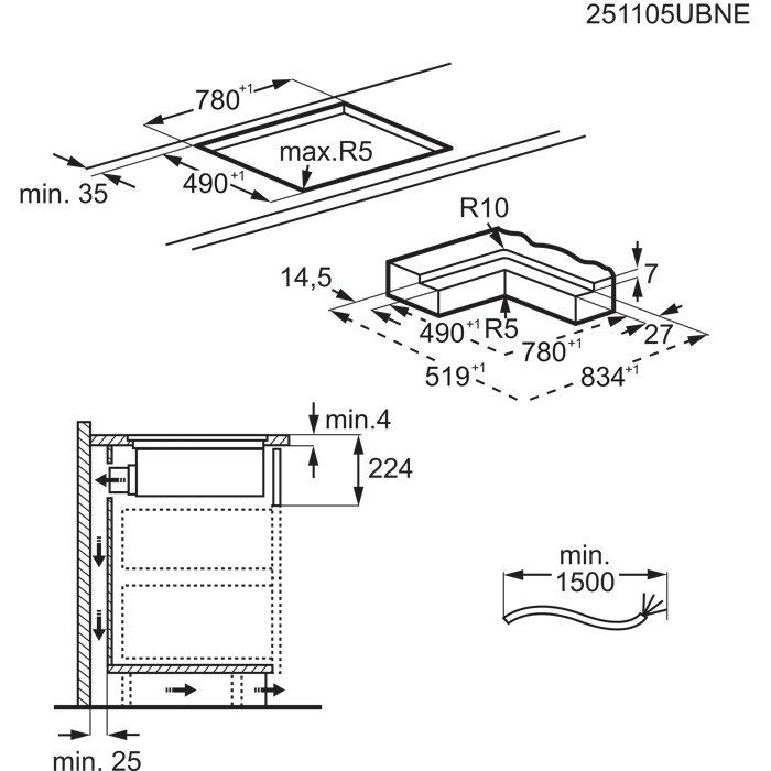 Installation Diagram with product measurements