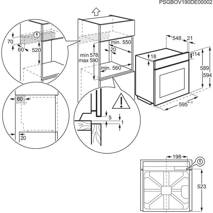 Installation Diagram with product measurements