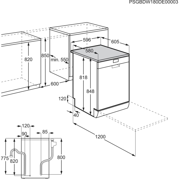 Installation Diagram with product measurements