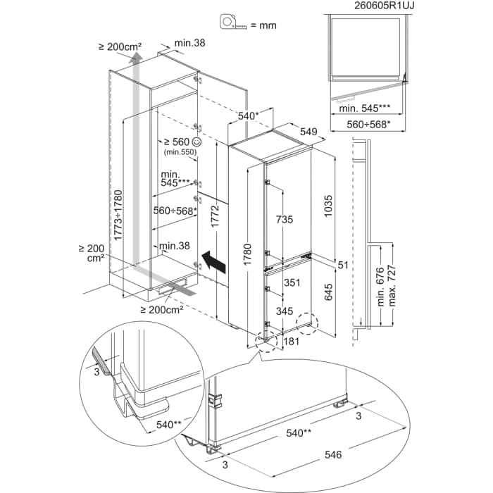 Installation Diagram with product measurements