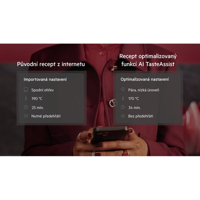 Původní recept z internetu Optimalizovaný funkcí AI TasteAssist Importovaná nastavení Spodní ohřev 190 °C 25 min. Nutné předehřátí