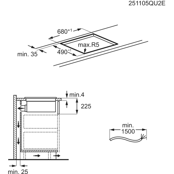 Installation Diagram with product measurements