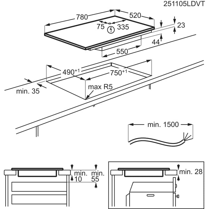 Installation Diagram with product measurements