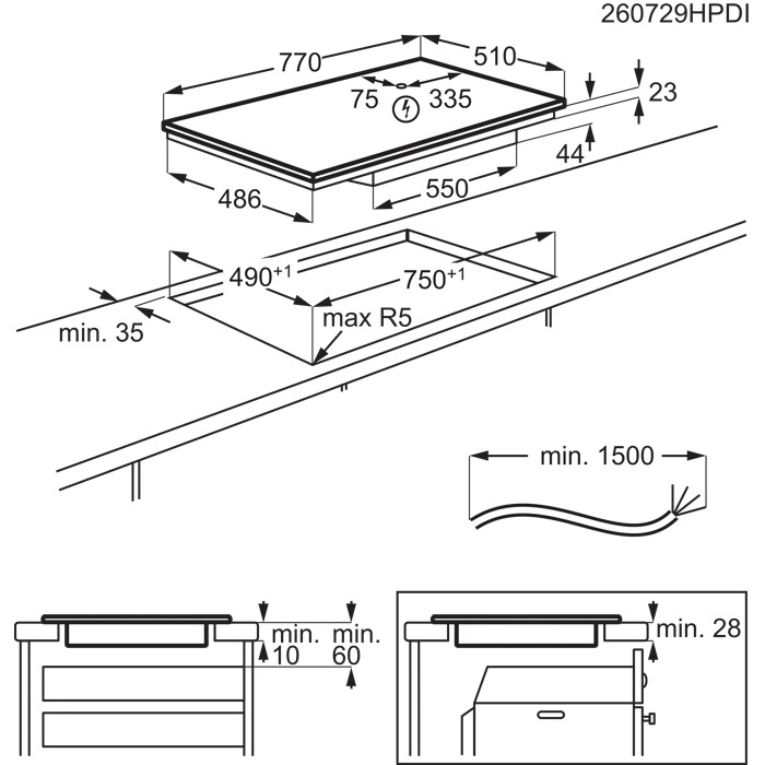 Installation Diagram with product measurements