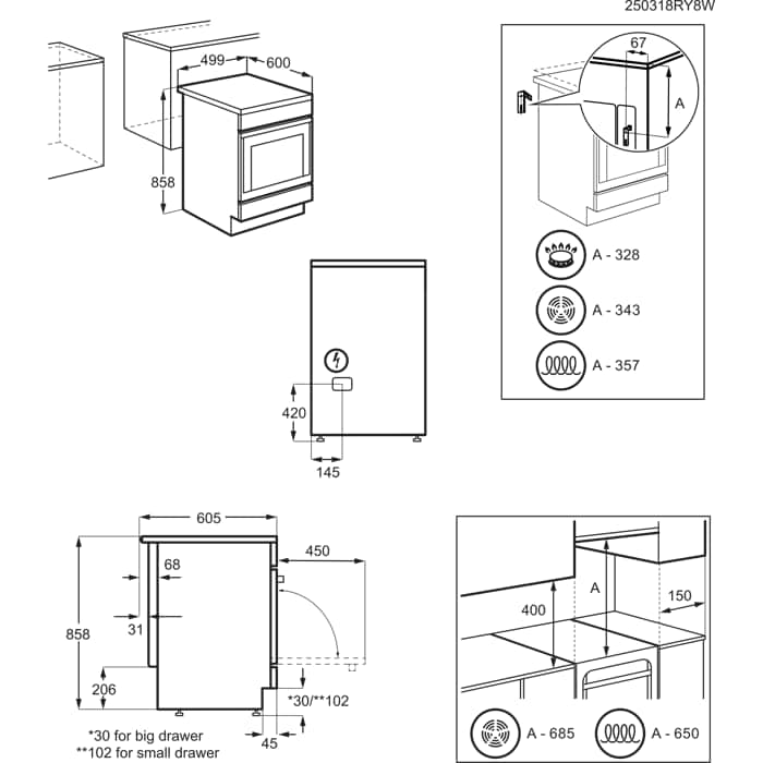 Installation Diagram with product measurements