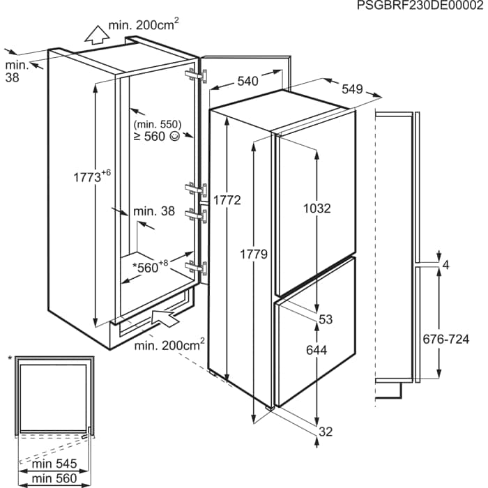 Installation Diagram with product measurements