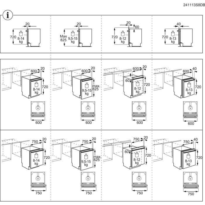 Installation Diagram with product measurements