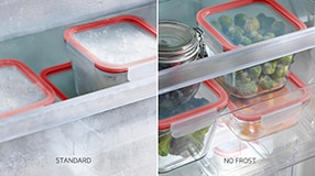 Food containers in freezer